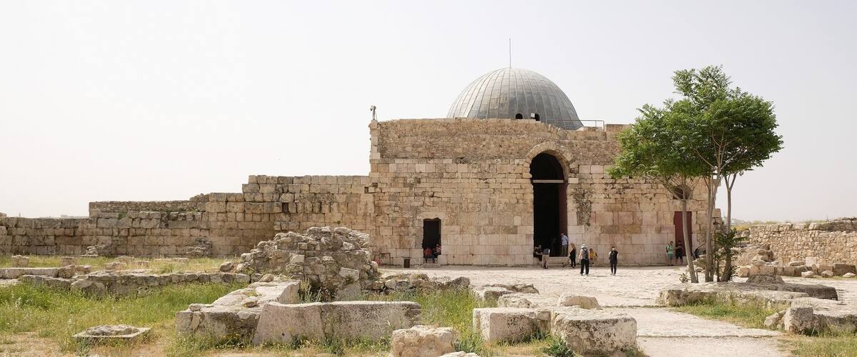 Ruins of Citadel Jebel Al Qala'a in Amman. Ummayad Palace in Citadel Jebel Al Qala'a. Jordan.
