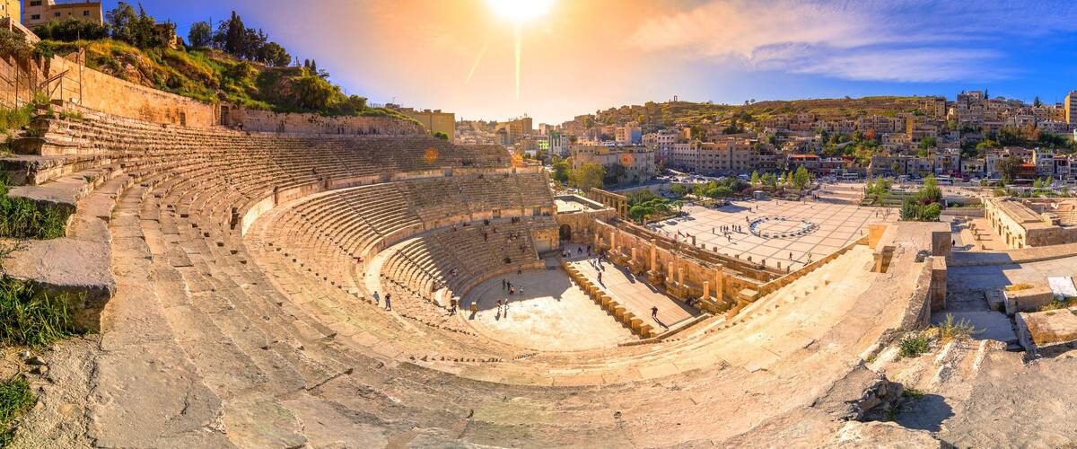 View of the Roman Theater and the city of Amman, Jordan