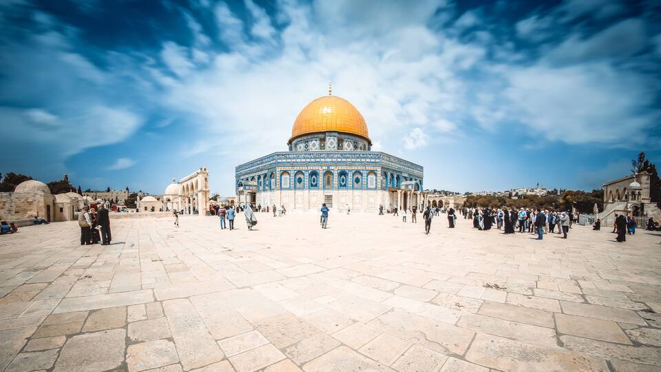 The Dome of the Rock with a clear sky.