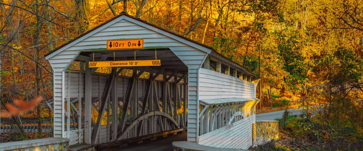 The Knox Covered Bridge at Valley Forge National Parkin Autumn