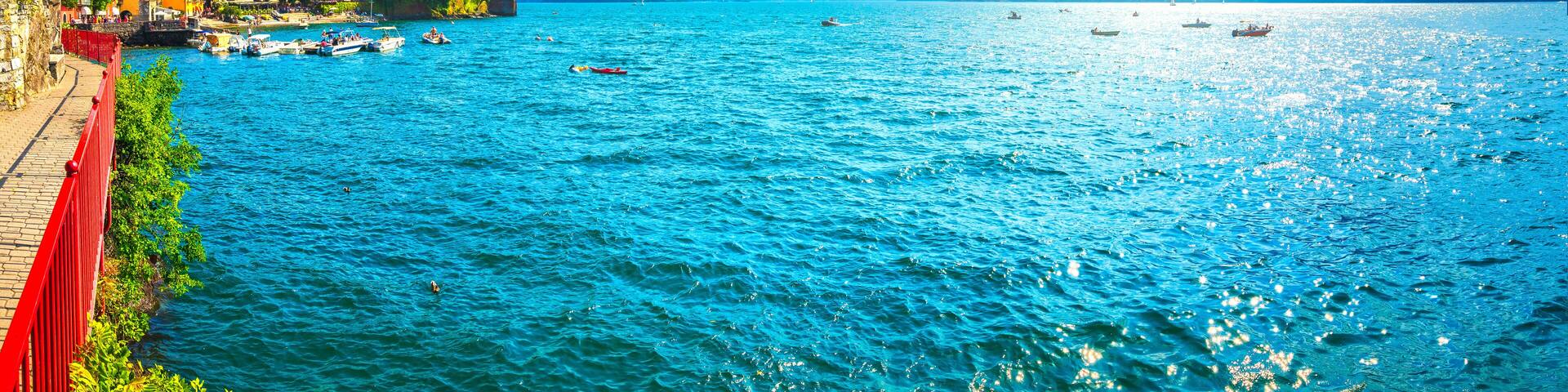 Varenna Walk of Lovers, Como Lake district landscape. Italy, Europe.