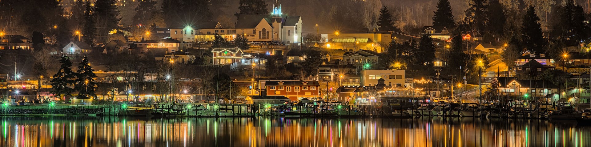 Waterfront At Night, Poulsbo, Washington