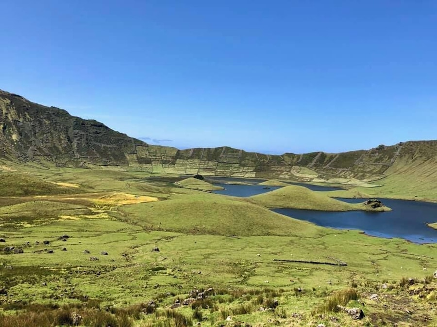 Beautiful caldera in Corvo island, one hour on speedboat from Flores, Azores