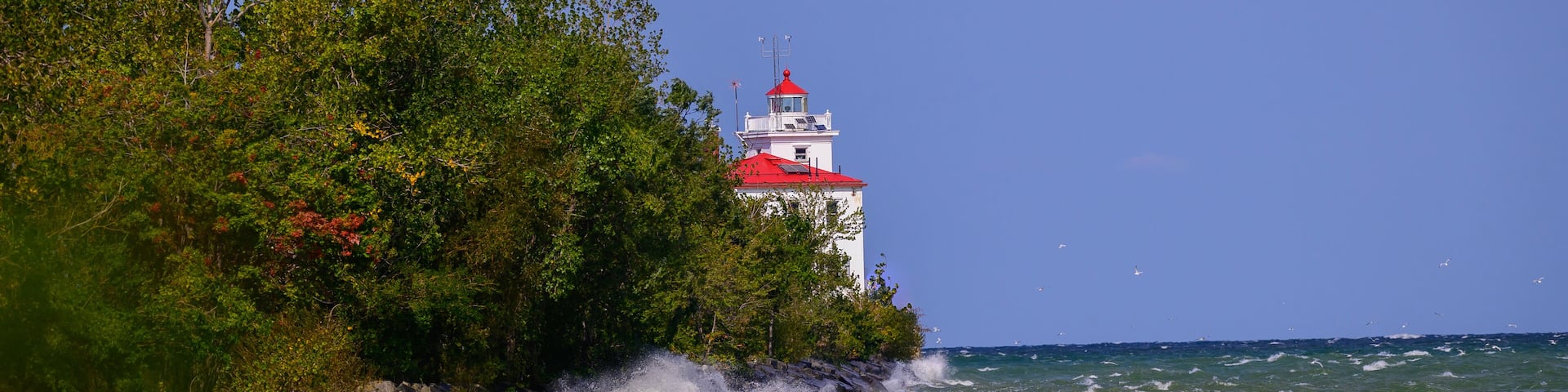 Fairport Harbor West Breakwater Lighthouse on Lake Erie, near Painesville, Ohio.