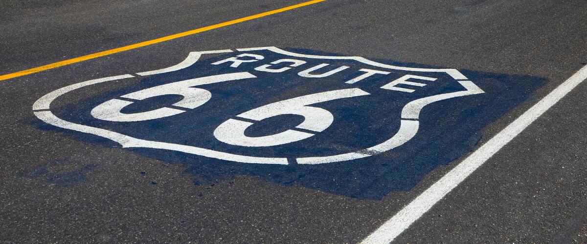 Street sign on historic route 66 in California