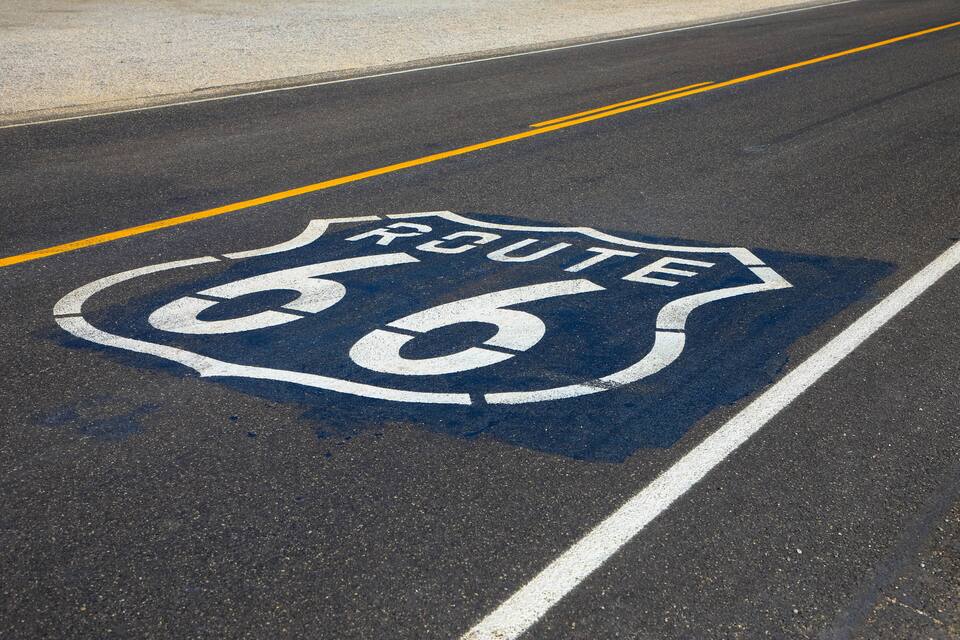 Street sign on historic route 66 in California