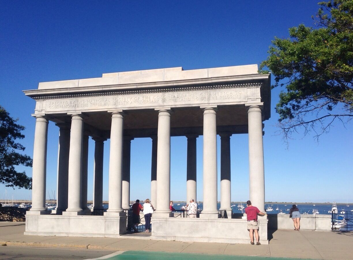 Plymouth Rock, Massachusetts .. Where the Pilgrims landed in 1620. Now there's lots of shops and diners around, it's a nice place to spend a weekend day.