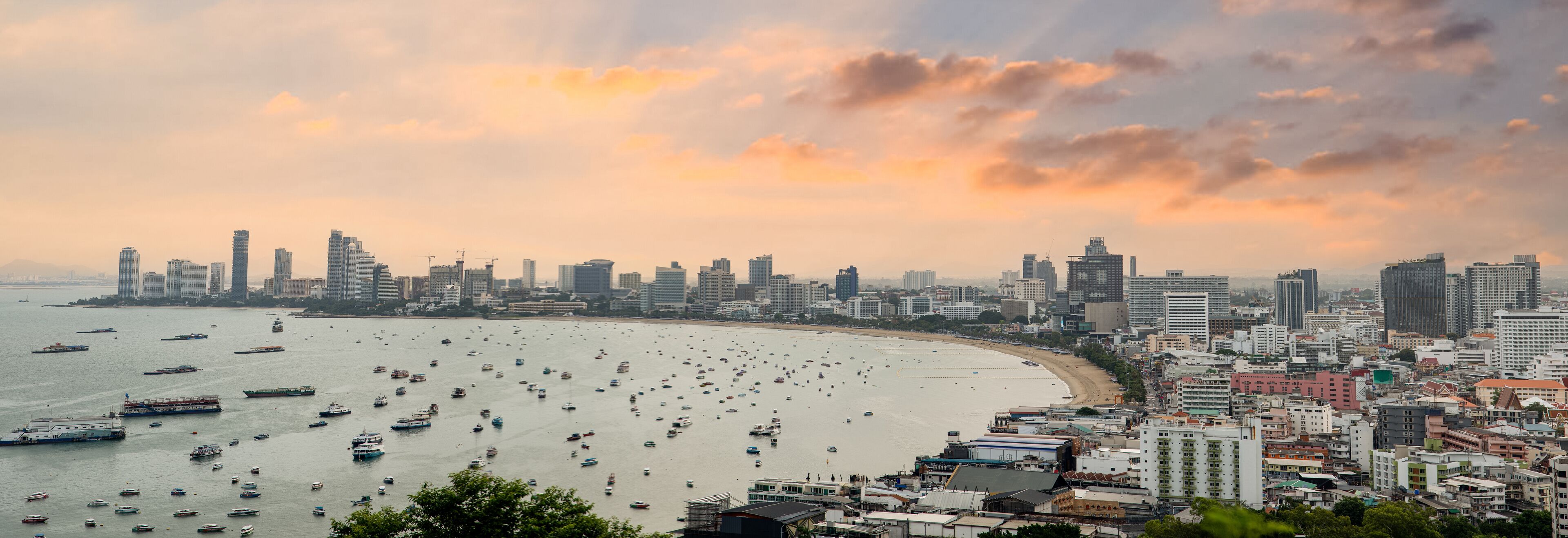 Best panoramic view of Pattaya viewpoint from Pratumnak Hill. Pattaya city skyline in Chonburi Thailand.