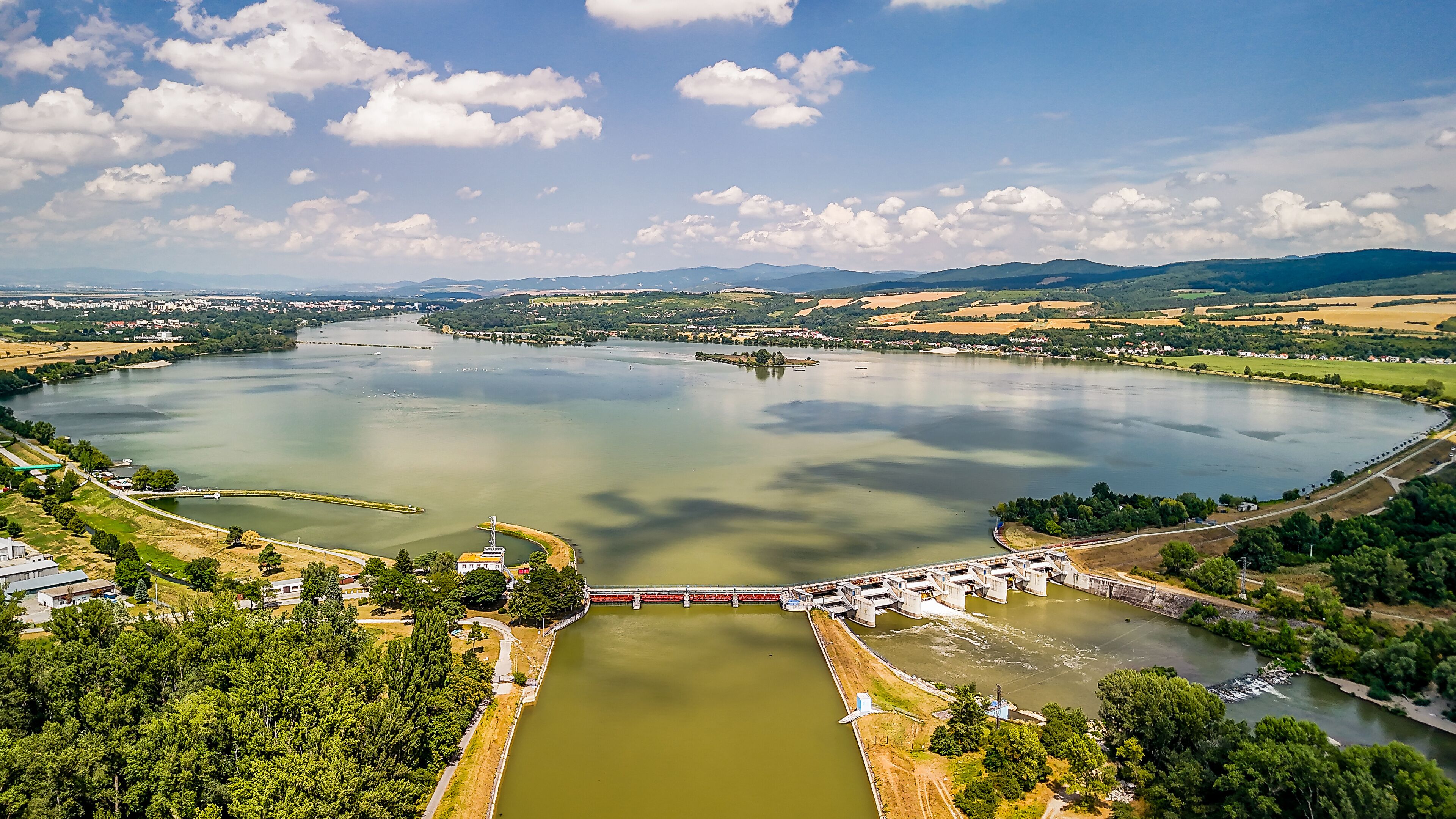 Aerial View over Piešťany, Trnava Region, Slovakia