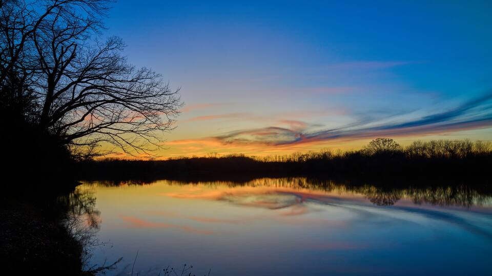 Dusk on Cane Creek a tributary of Lake Dardanell, AR.