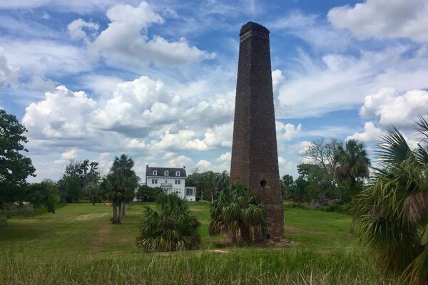 Dating to the 1790's this was the home of Major Pierce Butler, an Officer of the American Revolution and one of the men who drafted the US Constitution. It was a thriving rice plantation until the end of the Civil War. . The house that is visible behind the rice mill chimney was built in 1927 by Colonel TL Huston. He was Half owner of the NY Yankees and hosted many professional ball players here, including Babe Ruth. The entire island is now part of the Altamaha Waterfowl Management Area.