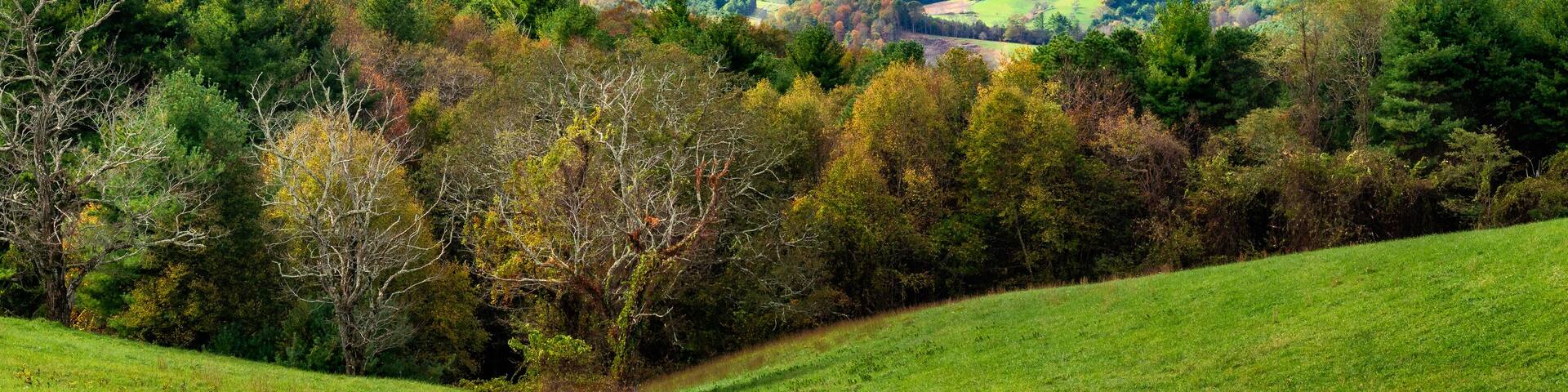 Autumn farms from the Blue Ridge Parkway near West Jefferson