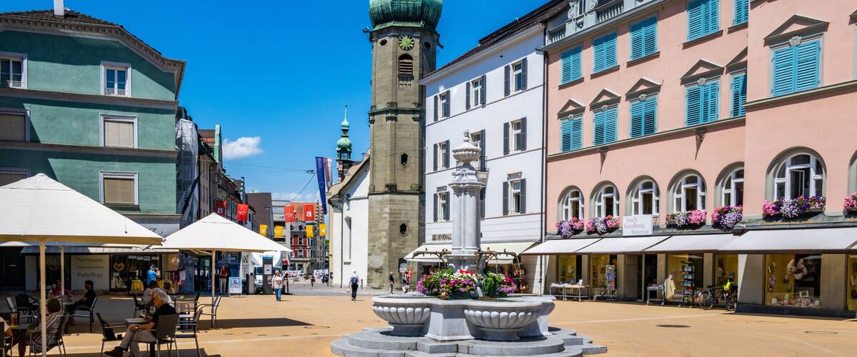 City of Bregenz on Lake of Constanz , Bodensee, Town Center