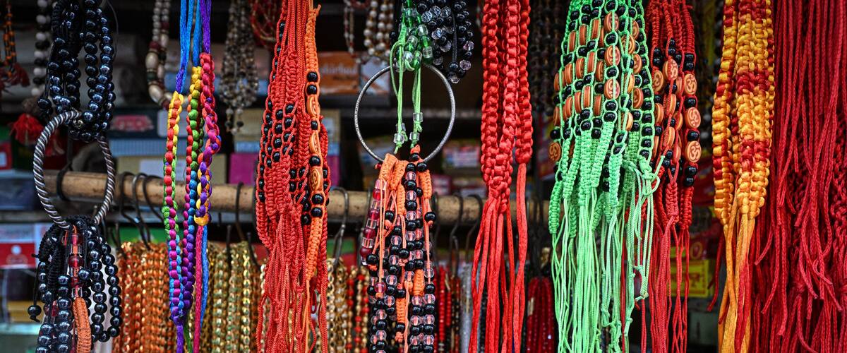 Strings of beads, Kamakhya Temple, Guwahati, Assam, India, Asia
