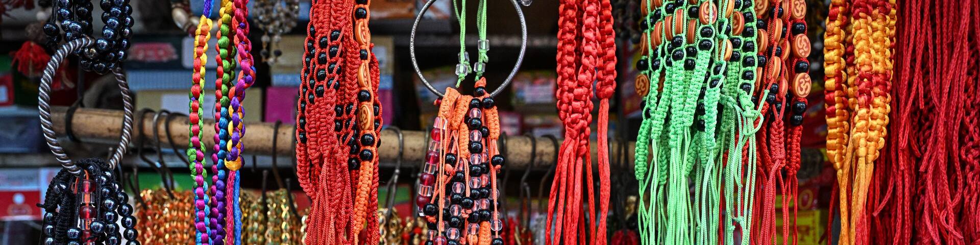 Strings of beads, Kamakhya Temple, Guwahati, Assam, India, Asia