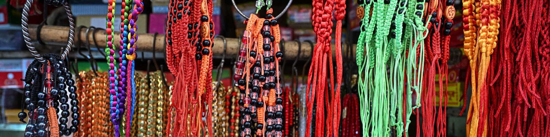 Strings of beads, Kamakhya Temple, Guwahati, Assam, India, Asia