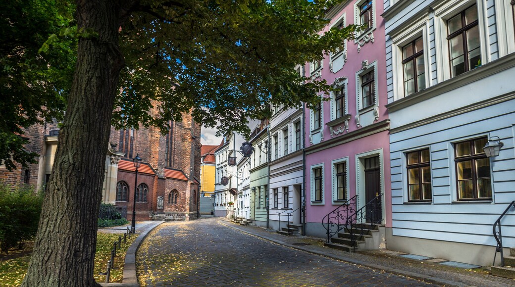 Street in Nikolaiviertel in Berlin Germany.