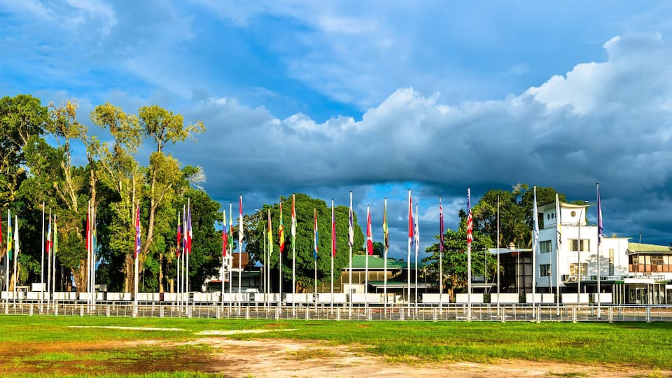 National Assembly on Independence Square in Paramaribo, the capital of Suriname in South America