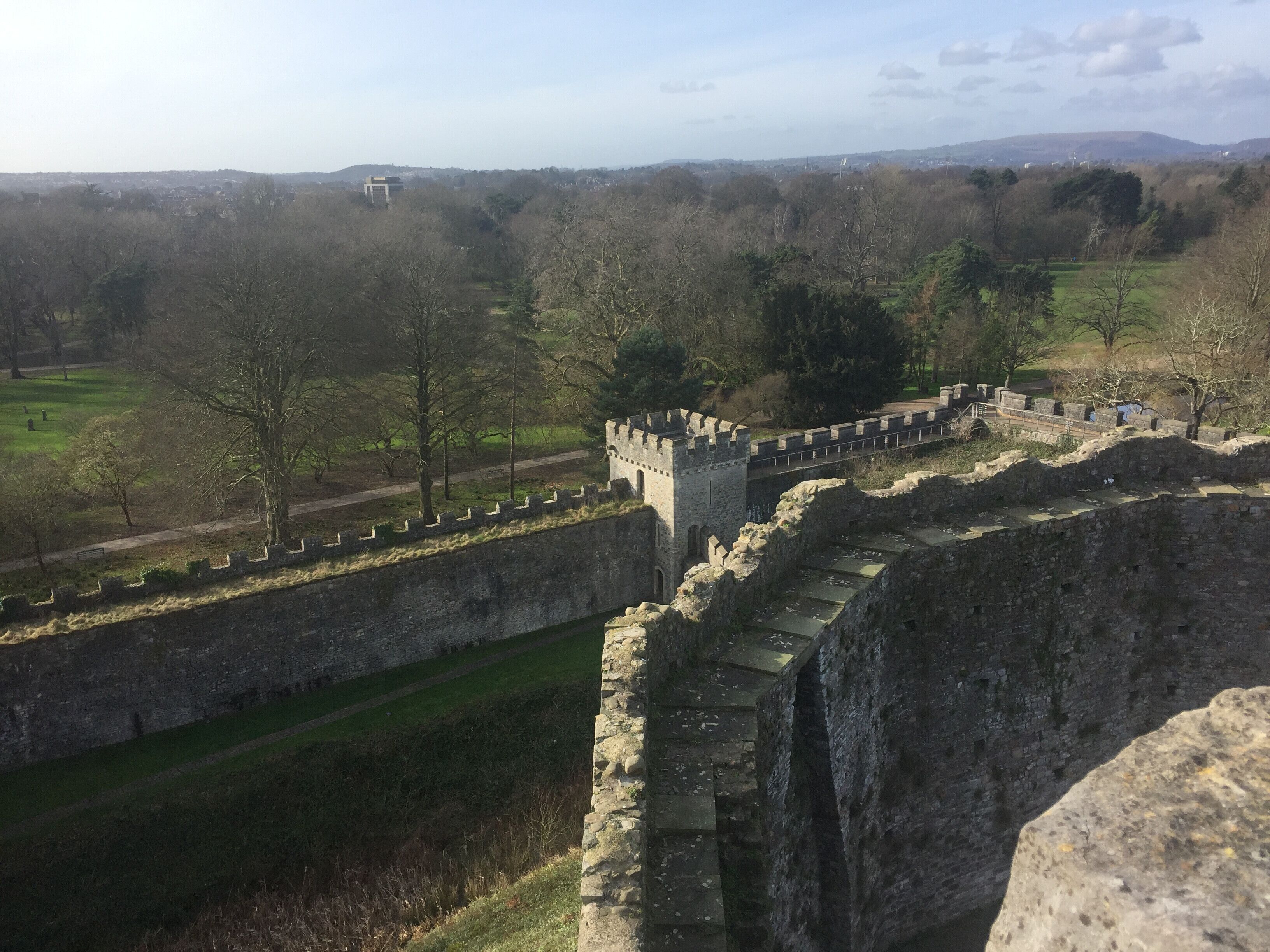 View from the very top of Cardiff Castle. March 2017