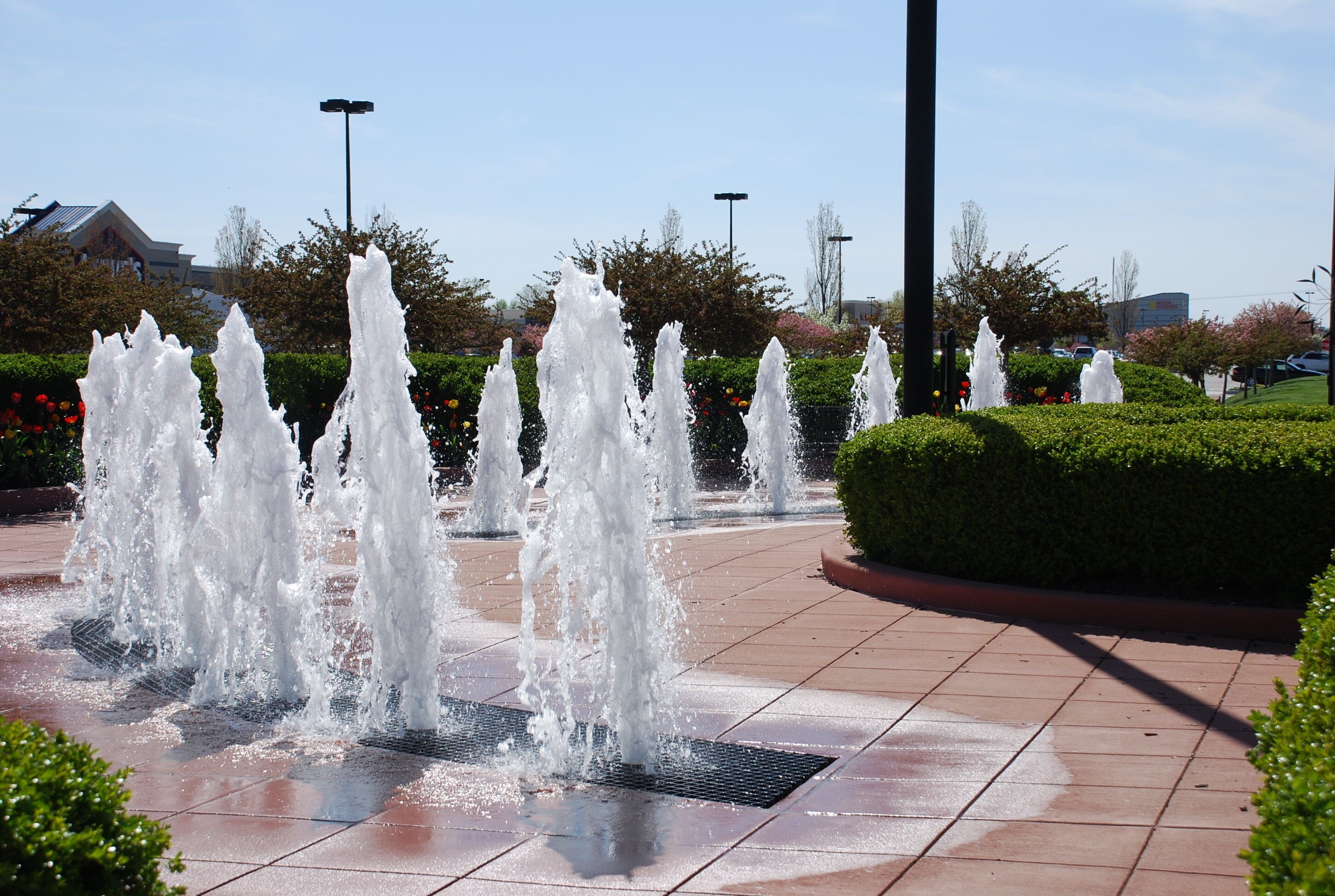 Fountains on a summer day in Chesterfield, MO