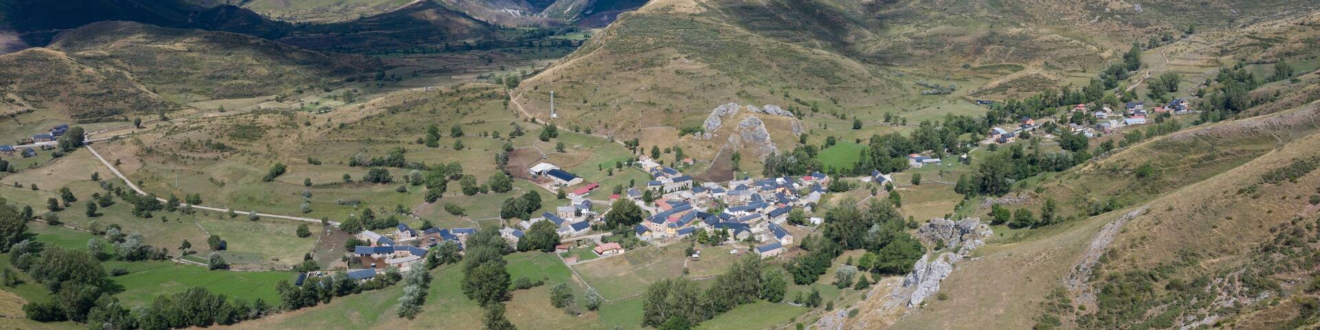 Landscape from the Church of San Claudio in Torrebarrio. Town Hall of San Emiliano. Babia y Luna Natural Park in the province of Leon. Autonomous Community of Castilla y Leon, Spain, Europe