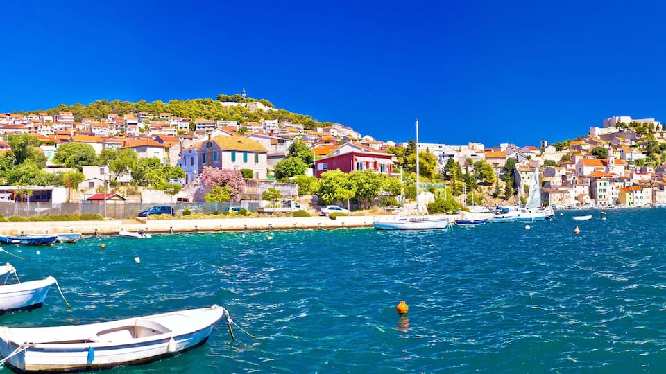 Colorful city of Sibenik panoramic view