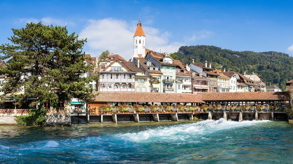 Blick auf die Altstadt von Thun, Schweiz