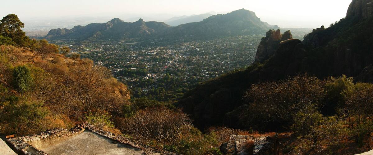 Panoramic view form Tepozteco mountain, Tepoztlan, Morelos, Mexico.