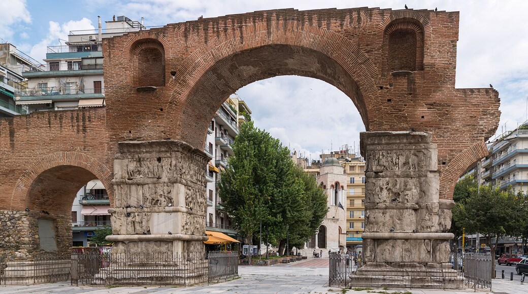 Thessaloniki, Greece - August 16, 2018: The Arch of Galerius, better known as the Kamara, Thessaloniki, Greece. It was built to honor the Roman Emperor Galerius.
