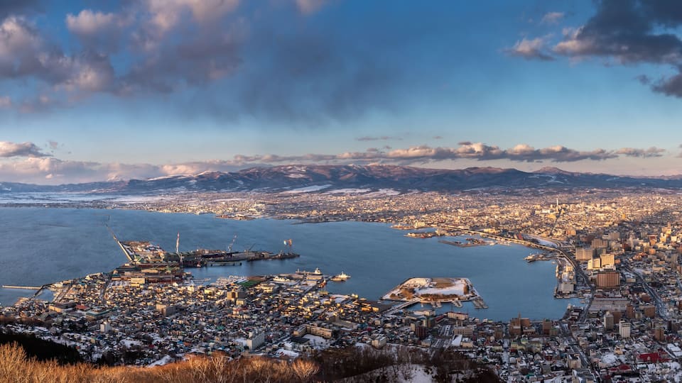 view of Hakodateyama in Hokkaido Japan