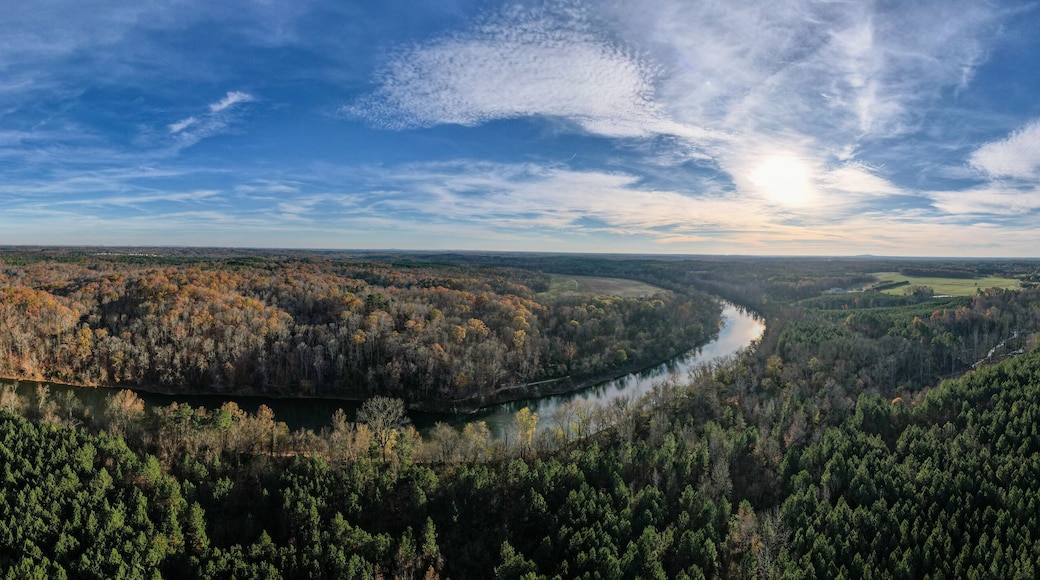 Panoramic overhead view of the Yadkin River in North Carolina