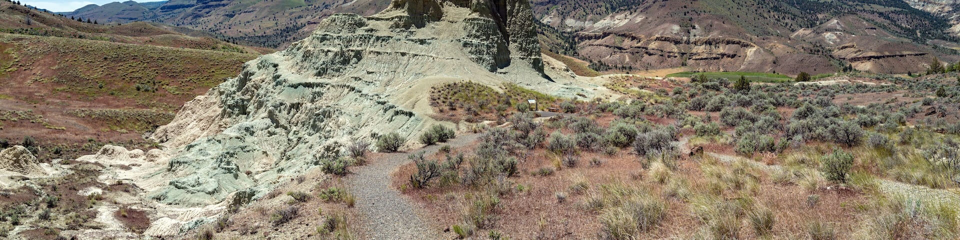 Panorama of a claystone formation at the Sheep Rock Unit of the John Day Fossil Beds National Monument in Oregon, USA