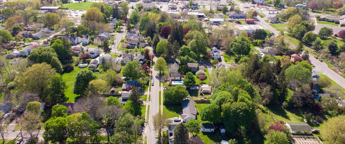 Brockport Village in New York State aerial footage