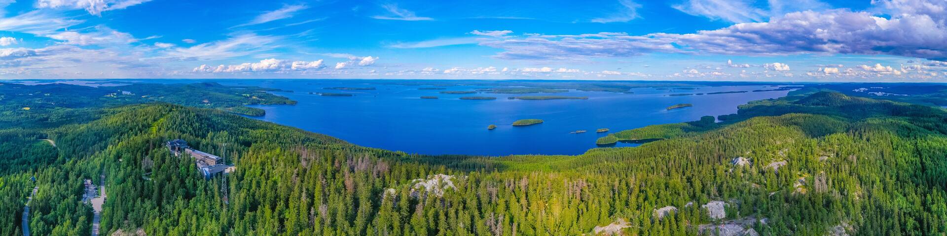 Panorama view of archipelago at lake Pielinen at Koli national park in Finland