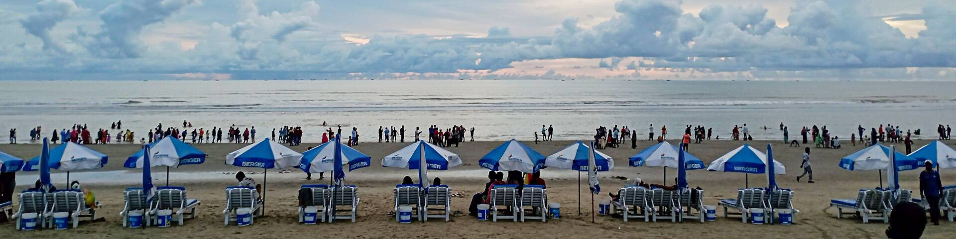 Bangladesh – August 20, 2022: The early morning sky and sun view of the longest sea beach Cox's Bazar, Chattagram, Bangladesh.