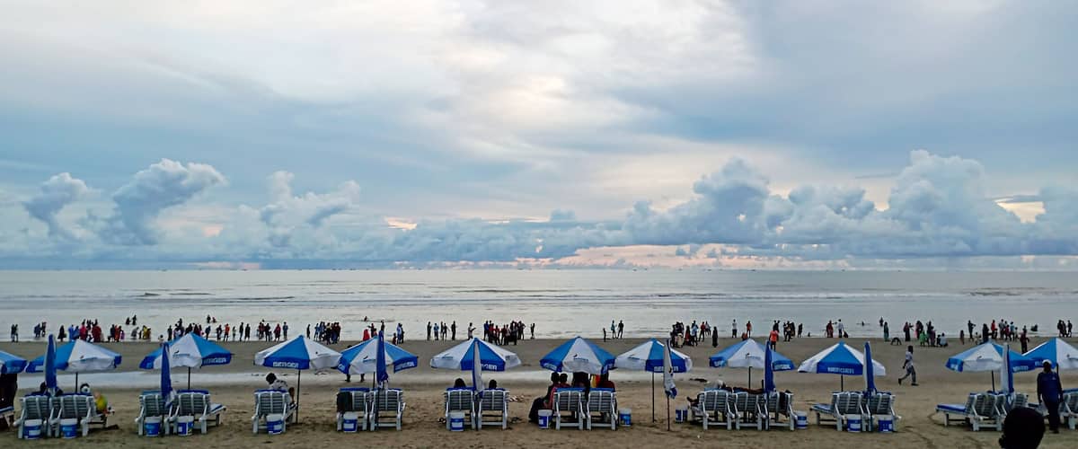 Bangladesh – August 20, 2022: The early morning sky and sun view of the longest sea beach Cox's Bazar, Chattagram, Bangladesh.