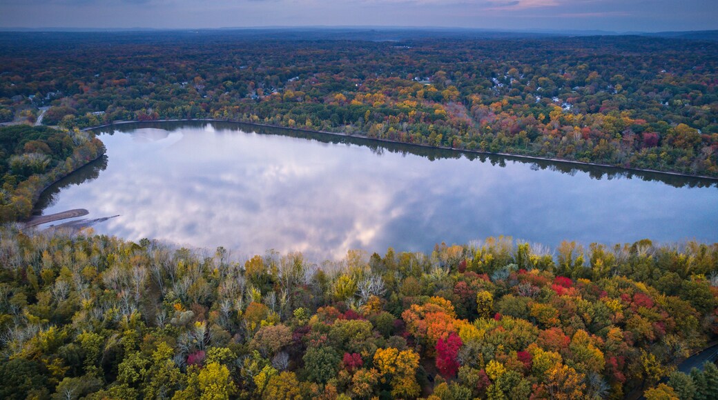 Aerial Autumn Sunset in Closter New Jersey