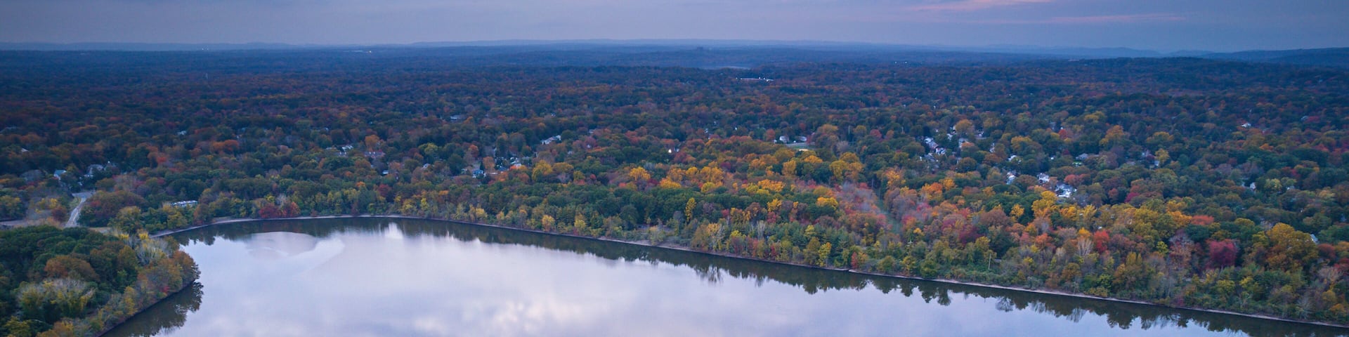 Aerial Autumn Sunset in Closter New Jersey