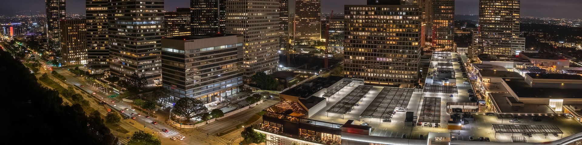 Cityscape of Century City at Night