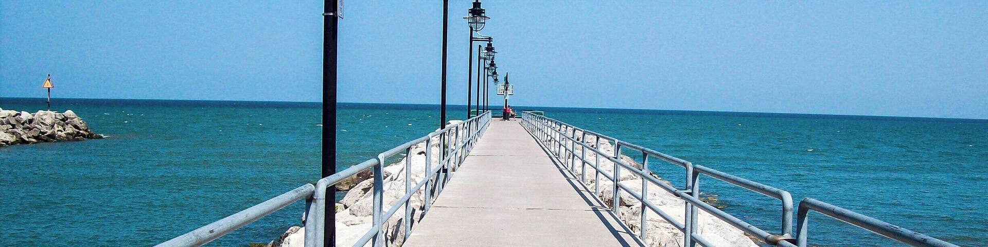 Looking out over a pier on Lake Erie in Avon Lake, OH located at Miller Road Park, about 1 hour west of downtown Cleveland. One of my personal favorite spots in the state!