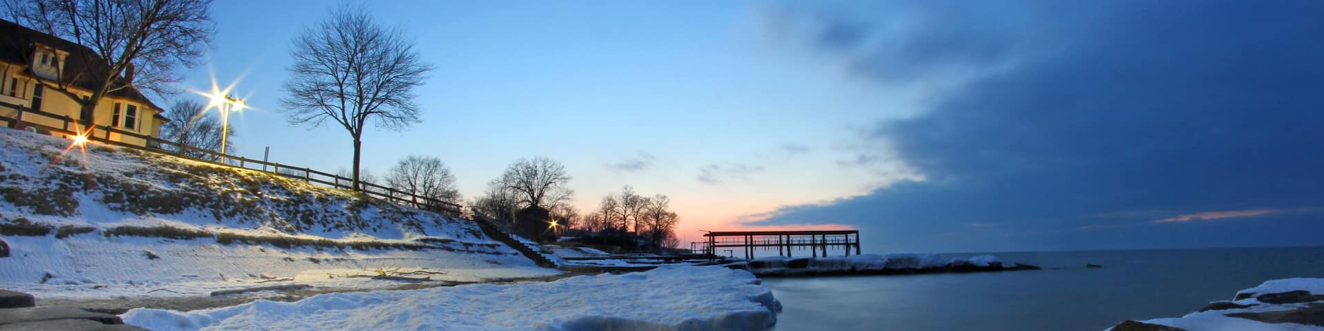 Lake Erie Winter Sunset in Ohio USA
