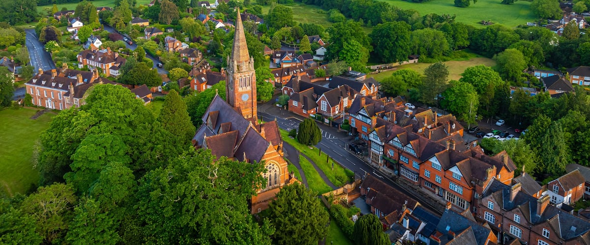 Sunrise view of Lyndhurst, a large village and civil parish situated in the New Forest National Park in Hampshire, England