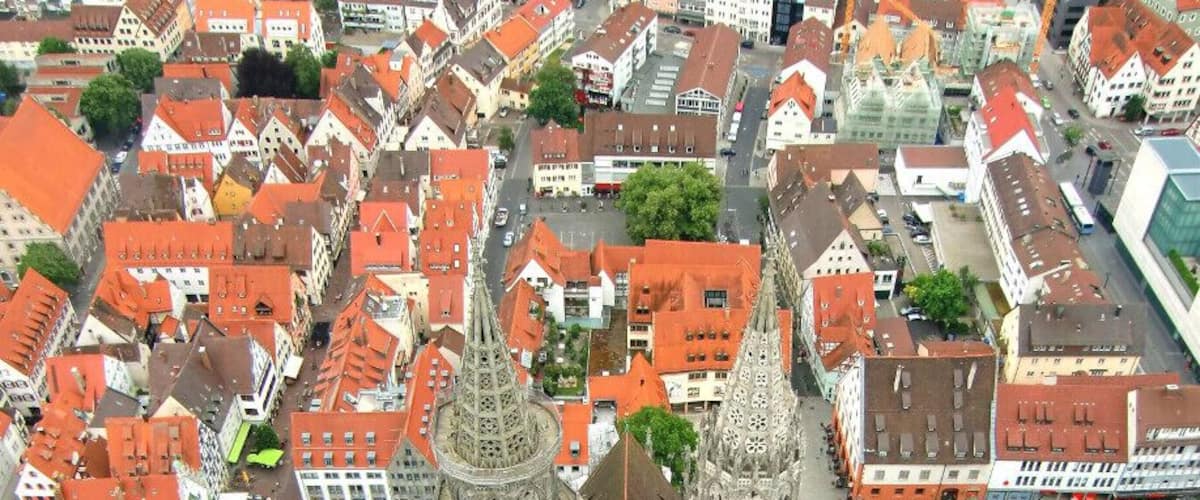 Looking down upon Ulm from half way to the top of Ulm Minster.
Construction started in 1377 and it was completed in 1890. Incredible history. There are 768 steps to the top and the stair case is one tight spiral, for both directions. Not much causes me to get dizzy but I did have to stop a few times. There are little windows to look out over the city and of the Danube. Even if you are scared of heights, do this. You will not be disappointed.