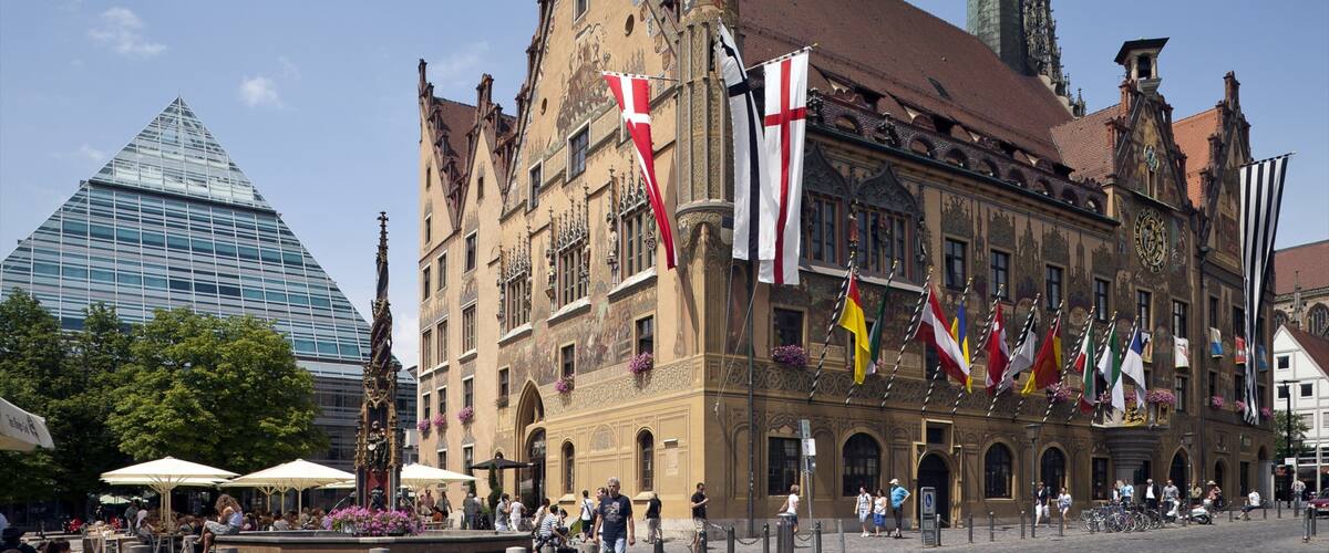 Ulm showing a square or plaza, a city and heritage architecture