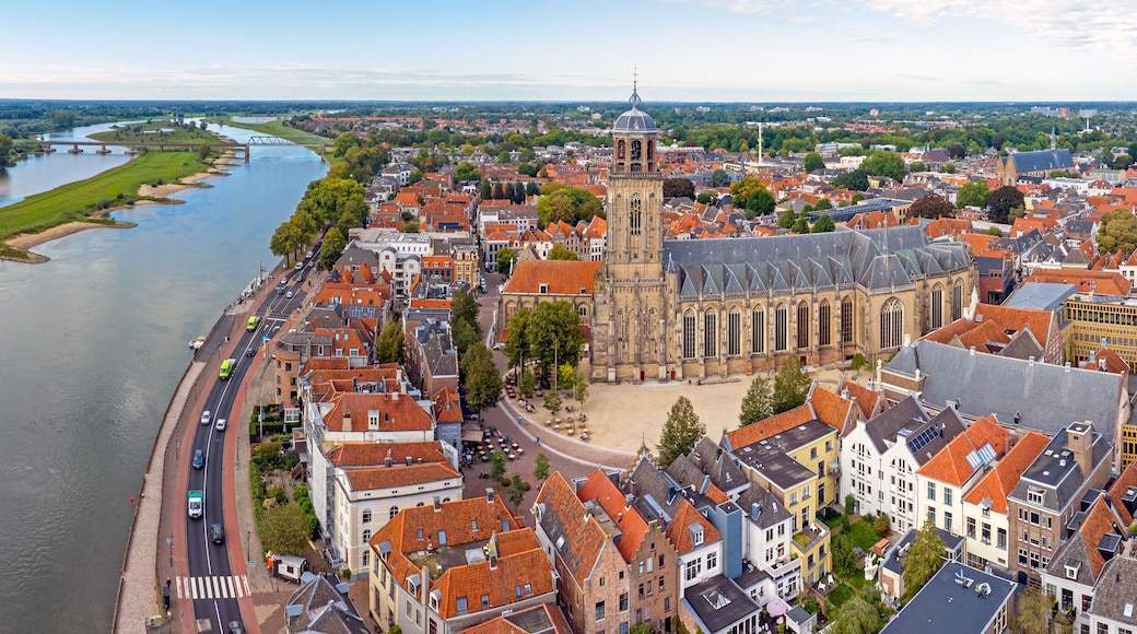 Aerial from the historical town Deventer in the Netherlands