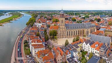 Aerial from the historical town Deventer in the Netherlands