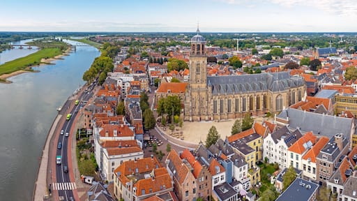 Aerial from the historical town Deventer in the Netherlands