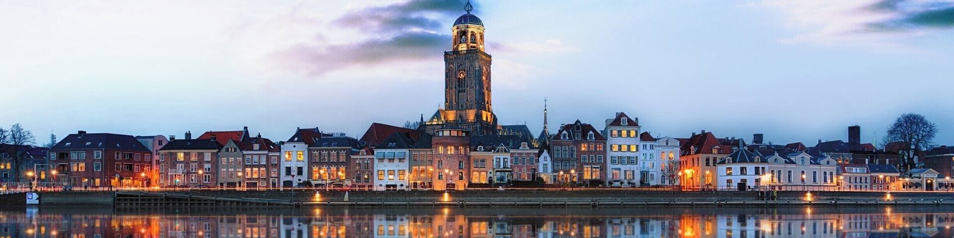 Deventer is a city in the east of the Netherlands. It has about 97,000 inhabitants. It was founded by Lebuinus around 768. He built a wooden church there.