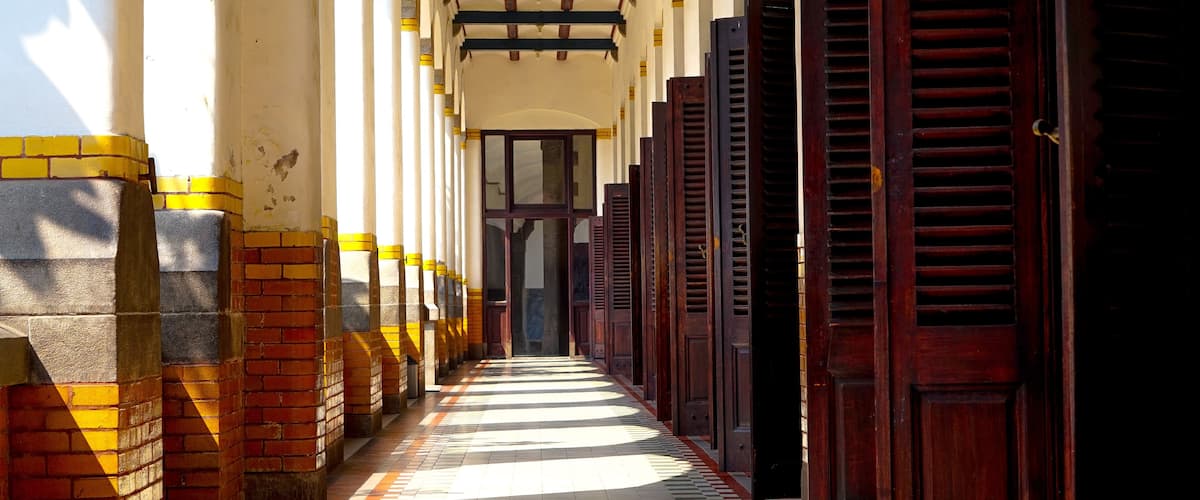 The ornaments of the thousand door building or lawang sewu in Semarang include the wall pillars that line every corner of the building