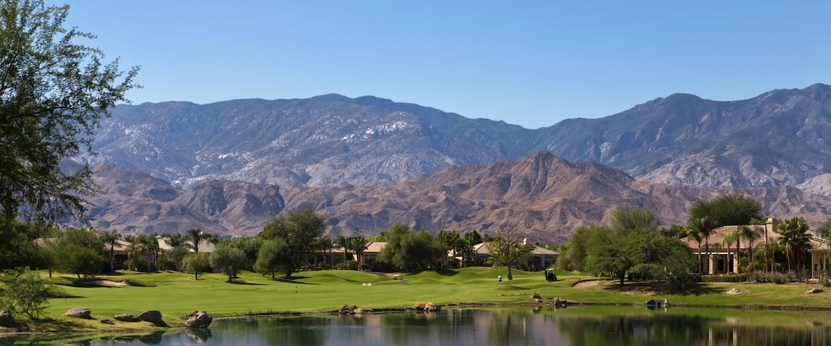 Retirement community situated on around a golf course, California